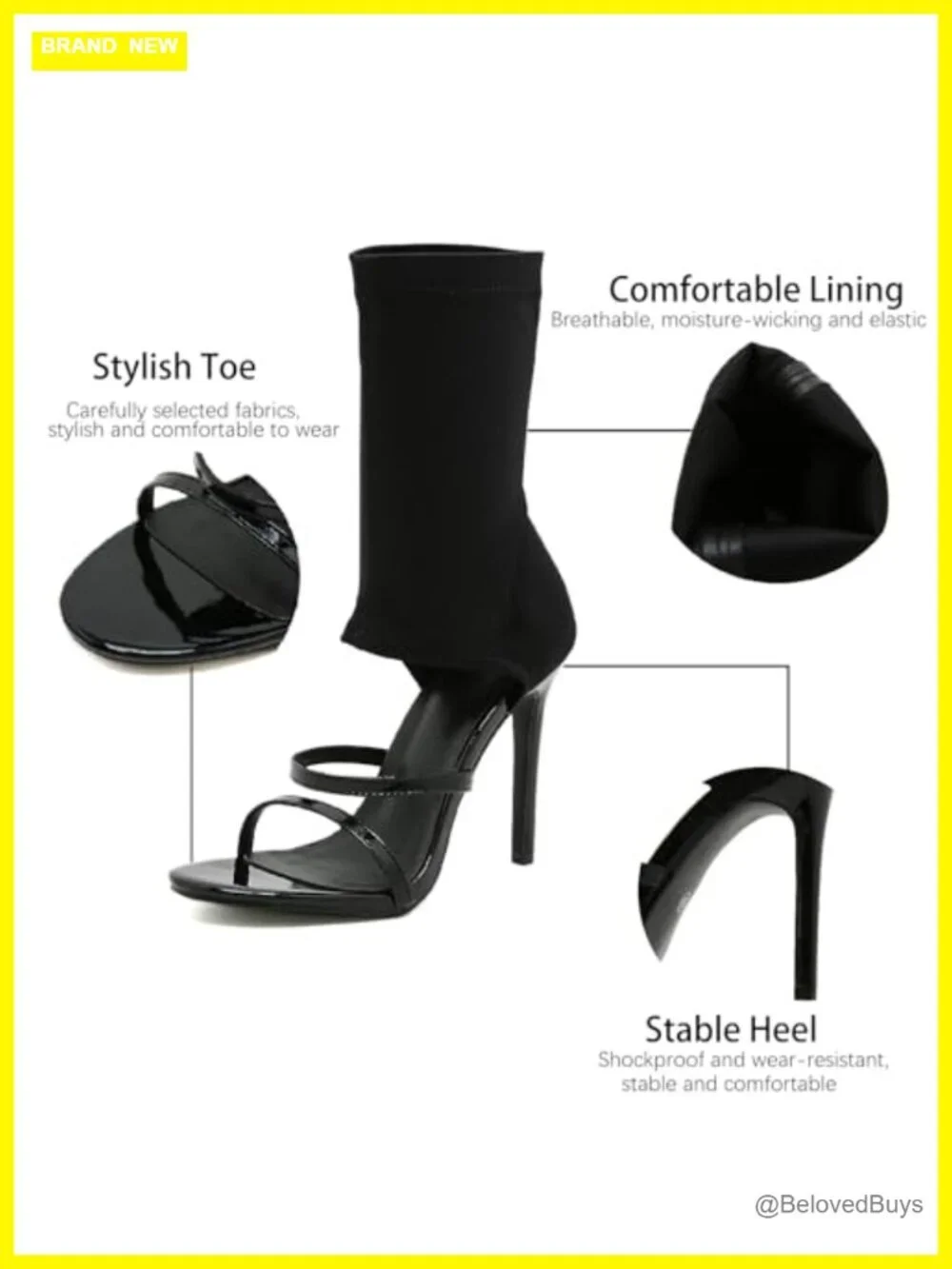 Stiletto Heeled Sandals High Top Elastic Ankle Strap Gladiator Party Shoes